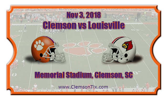 Clemson Tigers vs Louisville Cardinals Football Tickets | Nov 3, 2018